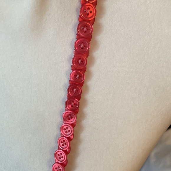 Homemade Overlapping Red Buttons 36” Necklace - Picture 3 of 3